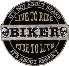 It Ain't About Brand Biker 100% It's All About Respect Skull Patch