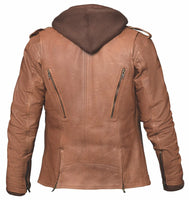 Ladies Brown Leather Motorcycle Jacket 6841.ANT