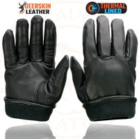 Milwaukee Leather SH858 Men's Thermal Lined USA Deerskin Black Leather Motorcycle Gloves w/ Sinch Wrist Closure