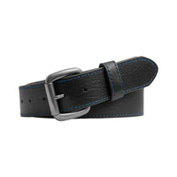 Men's Leather Belt with Blue Stitching