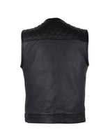 Men's Black Leather Vest Diamond Design