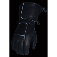 Men’s Waterproof Gauntlet Gloves w/ Reflective Piping, Gel Palm – SH873