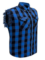 Men's Sleeveless Flannel Shirt Black - Blue