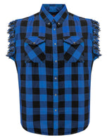 Men's Sleeveless Flannel Shirt Black - Blue