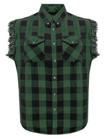 Men's Sleeveless flannel shirt Black - Green