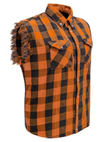 Men's Sleeveless Flannel Shirt Black - Orange