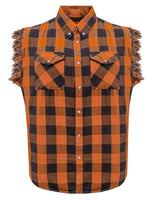 Men's Sleeveless Flannel Shirt Black - Orange