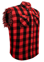 Men's Sleeveless Flannel Shirt Black - Red