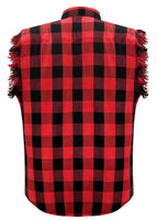 Men's Sleeveless Flannel Shirt Black - Red