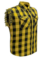 Men's Sleeveless Flannel Shirt Black - Yellow