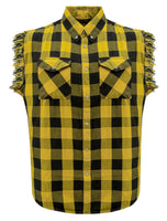 Men's Sleeveless Flannel Shirt Black - Yellow