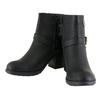 Milwaukee Leather Women's Short Black Fashion Boots w/ Side Zipper and Triple Buckle Adjustment MBL9405