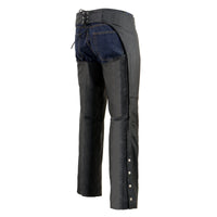 Milwaukee Leather Men's Black Premium Leather Fully Lined Motorcycle Chaps w/ Front Coin Pocket ML1115