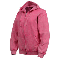 Milwaukee Leather MNG21620 Women's Distressed Pink Sweatshirt Full Zip Up Long Sleeve Casual Hoodie - with Pocket