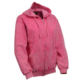 Milwaukee Leather MNG21620 Women's Distressed Pink Sweatshirt Full Zip Up Long Sleeve Casual Hoodie - with Pocket