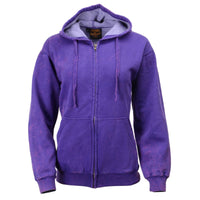 Milwaukee Leather MNG21622 Women's Distressed Purple Sweatshirt Full Zip Up Long Sleeve Casual Hoodie - with Pocket