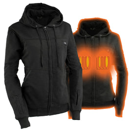 Nexgen Heat NXL2717DUAL Tech Women's Black Heated Jacket Sweatshirt Hoodie for Winter Cold Weather w/ Battery