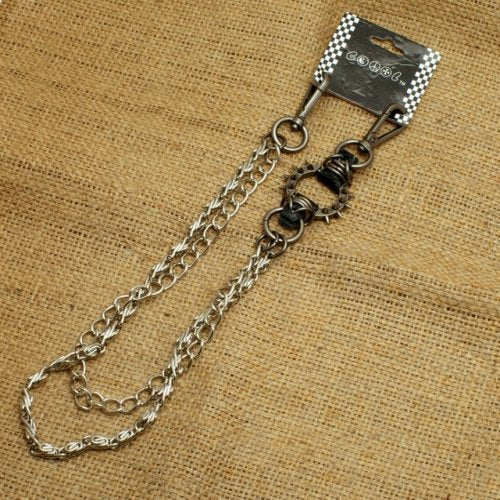 Spike ring Wallet Chain with chrome double chain, Wallet Chains